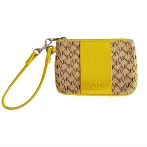 Vintage Anne Klein Wristlet Wallet Yellow/Brown Rare